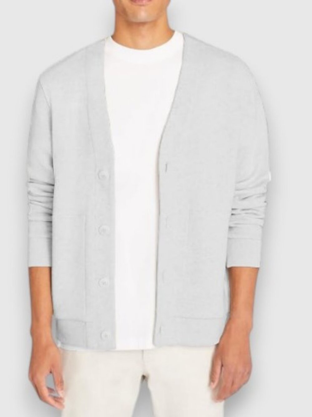 Club Monaco terry cardigan sweater light grey men's size M